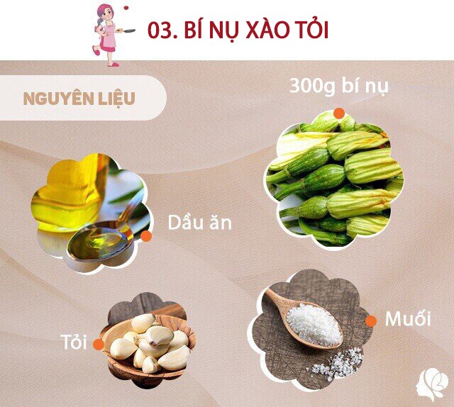 Chuẩn bị: 500g bí nụ, 1 ít bỉ đỏ non, 5 tép tỏi, muối hoặc bột canh/bột nêm, dầu ăn.