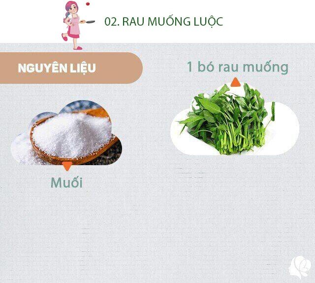 Chuẩn bị: 1 bó rau muống, 1 ít muối.