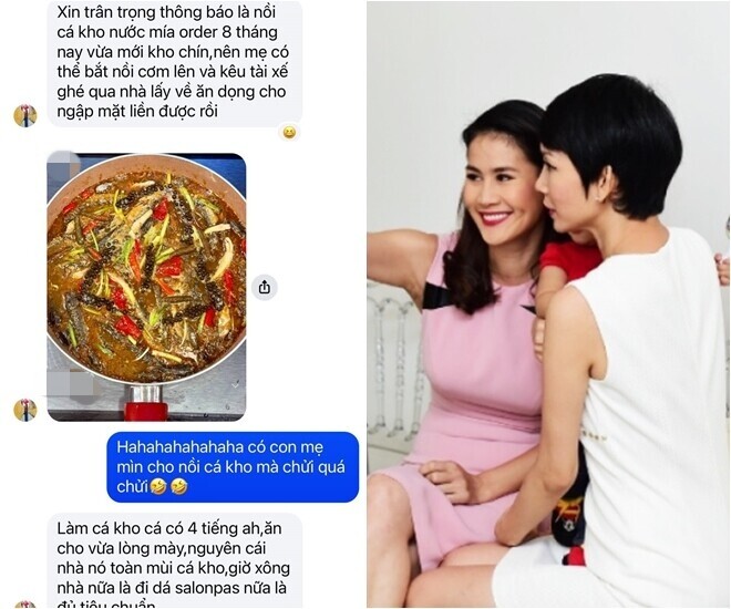 Bạn thân xin từ 8 tháng trước, cuối cùng nồi cá kho nước mía của Thân Thúy Hà cũng hoàn thành. Xuân Lan chỉ cần gọi tài xế đến lấy, ăn “ngập mặt” theo lời chủ bếp dặn.