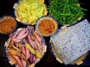 Mực hấp cuốn rau muống đang siêu hot, cuối tuần rảnh rỗi chị em hãy thử ngay