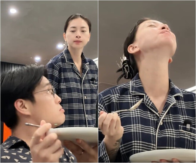 Tuy nhiên anh đã lọt vào “tầm ngắm” của bà xã. Ngô Thanh Vân xuất hiện đúng lúc, không nói không rằng, chỉ một cái lườm “sát thương cao” và câu nói chí mạng: “Biết ngay là trốn tôi ăn đêm mà!”