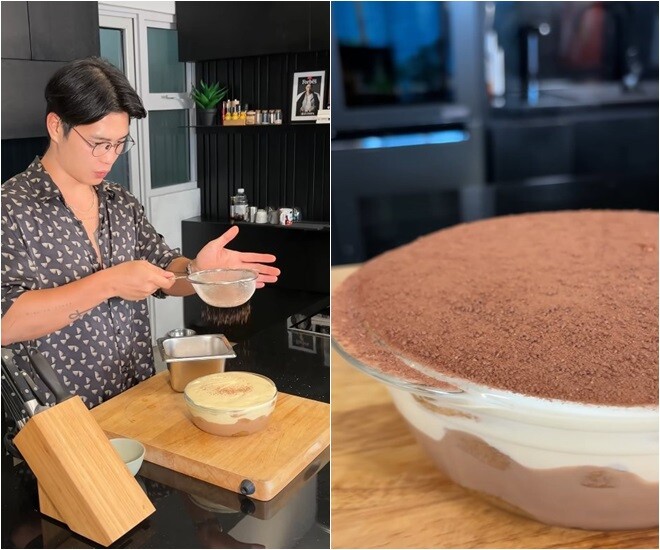 Hoàn thiện với lớp bột Milo phủ đều lên mặt bánh. “Đúng kiểu tiramisu luôn” – Huy Trần hào hứng nói khi kết thúc phần trình bày.