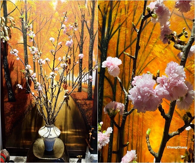 Cành sakura nở rộ với những bông hồng phấn như những cục bông gòn cưng xỉu, tô điểm cho góc nhà thêm phần thơ mộng và lãng mạn.