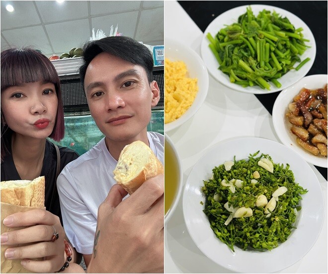 Hạ Vy vui vẻ khoe: Thắng đời nhiều số 0 luôn chứ 1-0 đã là gì... Còi bảo ăn cơm sớm rồi hai vợ chồng nắm tay đi dạo quanh làng cho thêm phần lãng mạn. Ok luôn, chồng Còi.
