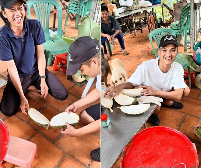 Được hậu bối xuống chơi, Hoài Linh nhiệt tình khui sầu riêng, nhưng khui ra ai nấy cười nắc nẻ vì… không có múi nào. Mọi người đùa rằng sầu riêng không hột, không có cả mùi thơm luôn!