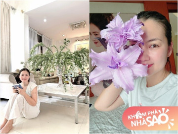 Hậu tuyên bố giải nghệ, Ngọc Lan mê làm đẹp cơ ngơi của 2 mẹ con, ôm cả vườn hoa vào nhà