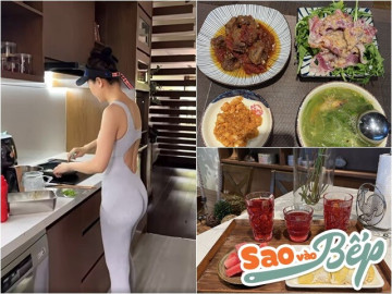 Á hậu Việt nấu ăn trong căn nhà hàng chục tỷ: Bữa cơm ấm áp của 3 mẹ con trước khi chuyển đi