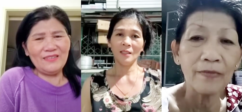 Cô Cẩm (ngoài cùng bên trái) đã gặp lại các chị em trong nhà