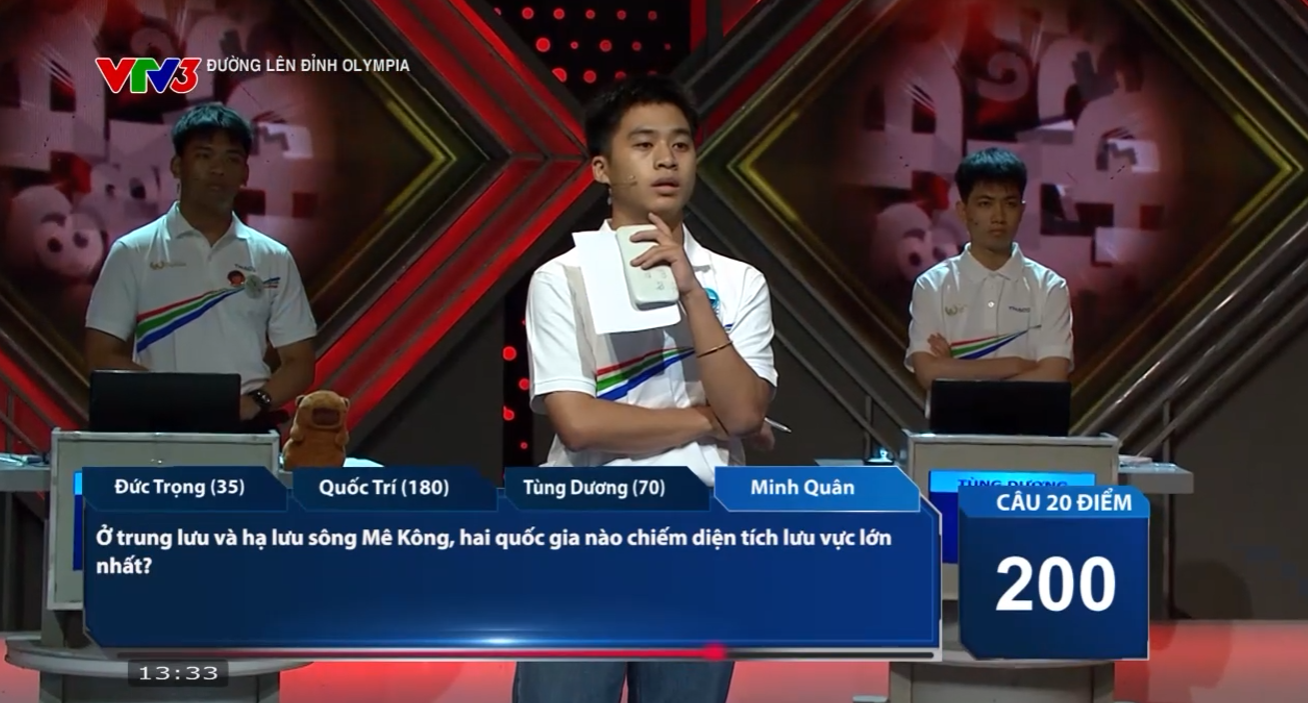 Minh Quân là người Về đích đầu tiên với một câu trả lời đúng. Quốc Trí đã có một đáp án sai và một đáp án chính xác, lấy đi 20 điểm của Minh Quân. 