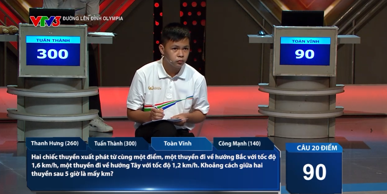 Người Về đích cuối cùng là Toàn Vĩnh cùng 2 câu trả lời đúng, nâng tổng số điểm lên 110. 