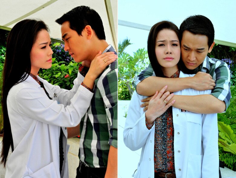 Nhật Kim Anh và bạn diễn Hứa Vĩ Văn trong 1 cảnh phim.