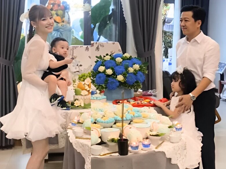 Vợ chồng Nhã Phương hạnh phúc bên 2 con.