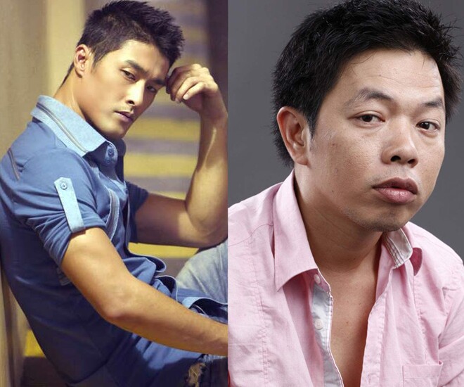 Hình ảnh ngày trẻ của Johnny Trí Nguyễn (trái) và Thái Hòa cho thấy dung mạo khác biệt của 2 ngôi sao bằng tuổi.