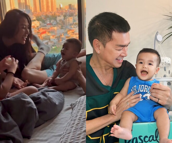 Quý tử của Quang Minh được nhận xét giống như bản sao của bố.