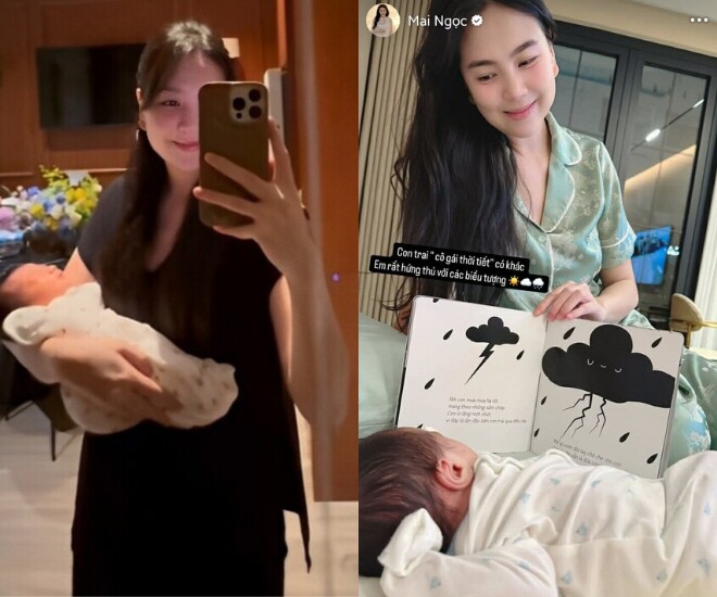 Mai Ngọc “sĩ” vì quý tử yêu thích các biểu tượng thời tiết.