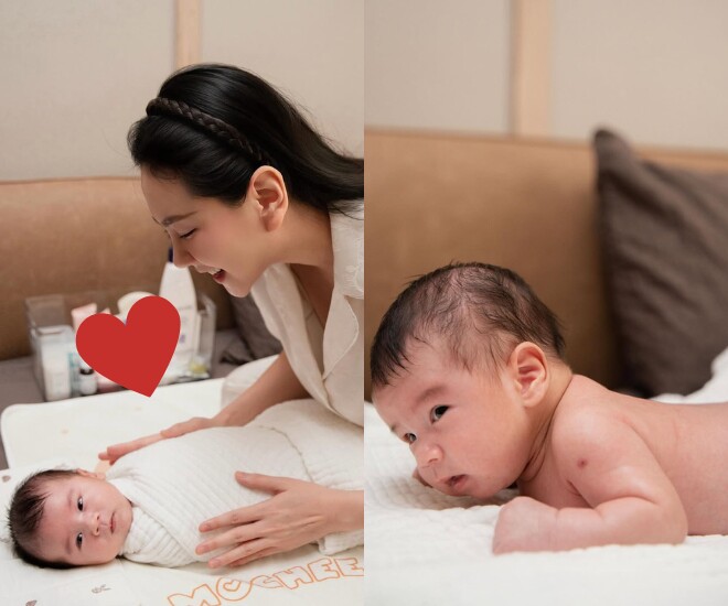 Mai Ngọc cho con trai tập luyện nằm sấp từ 6 giờ sáng.