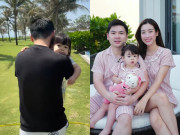 Giải trí - Hoa hậu Đỗ Mỹ Linh bị chồng và con gái cho "ra rìa", ái nữ mới biết nói bập bẹ đã giành bố với mẹ