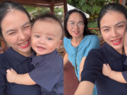 Giải trí - Vân Trang khoe mẹ ruột trẻ trung như hai chị em, quý tử nghe bà kêu liền cười toe toét lộ răng sữa đáng yêu