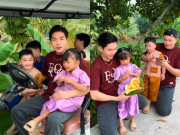 Giải trí - Thanh Đoàn - Hà Trí Quang đưa 2 con đi thu hoạch trái cây nhà trồng, vườn rộng đến mức phải dùng xe điện để di chuyển