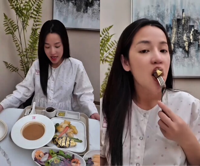 Nữ diễn viên được chăm sóc bữa ăn dinh dưỡng riêng, có cả món bò dát vàng.