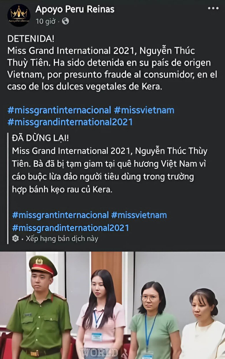 Chuyên trang sắc đẹp hàng đầu Peru đưa tin về vụ án của Nguyễn Thúc Thùy Tiên.