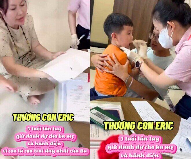 Bà xã cố NSƯT Quý Bình đưa con trai đến dịch vụ xét nghiệm ADN.
