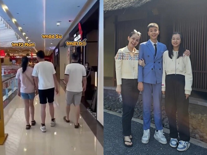 Thùy Lâm khoe con trai 14 tuổi đã cao trên 1m8.