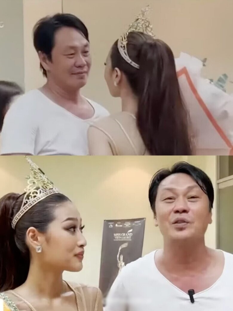 Bố Đoàn Thiên Ân xúc động khi thấy con gái đăng quang.