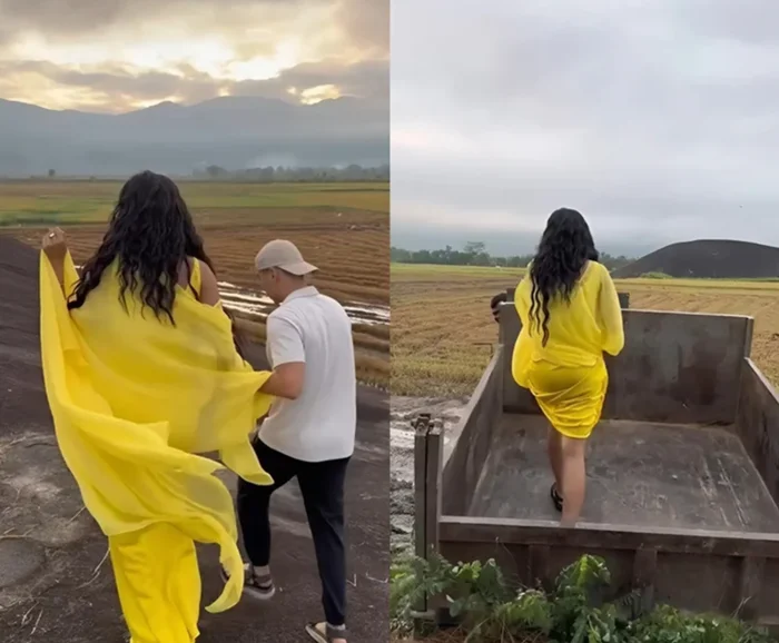 HHen Niê dù mang bầu vẫn leo trèo trên đồi khiến nhiều người lo lắng.