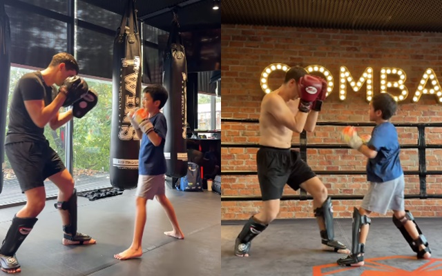Quý tử của Tăng Thanh Hà rèn luyện thể thao từ nhỏ.