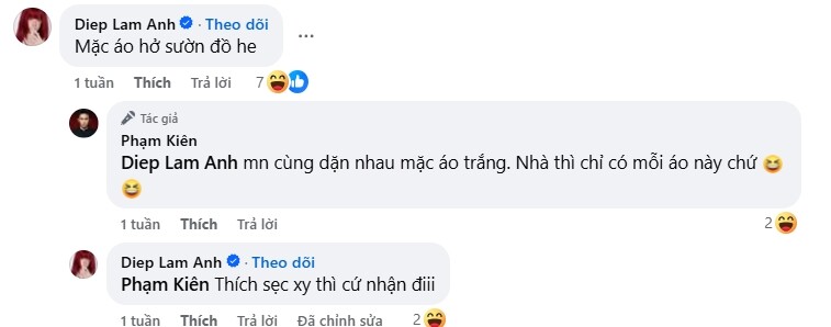 Cả 2 không ngần ngại thả thính công khai trên trang cá nhân.