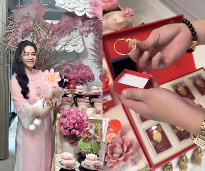 Con gái Nhật Kim Anh vừa ra đời đã được tặng vàng.