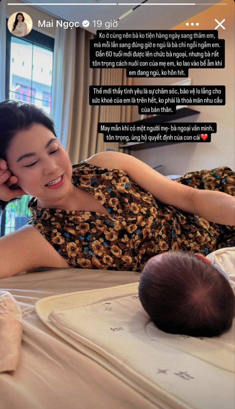Nữ MC bày tỏ lòng biết ơn vì mẹ ruột tôn trọng cách chăm con của cô.