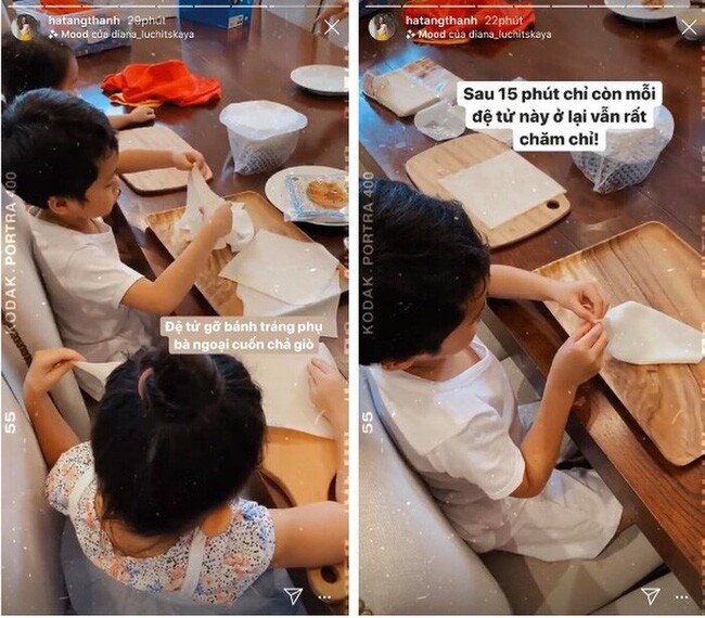 Tăng Thanh Hà dạy các con làm việc nhà từ nhỏ.