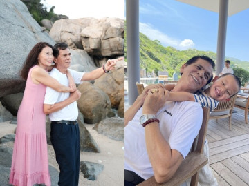 Mẹ ruột của Hồ Ngọc Hà vất vả chụp ảnh với chồng lai Pháp, Lisa - Leon quấn quýt không rời ông bà ngoại