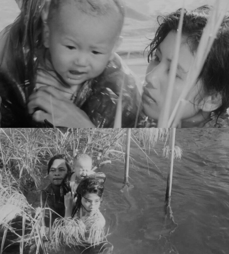 Xuyên suốt bộ phim, nhân vật em bé có những cảnh quay nguy hiểm khiến khán giả “thót tim” với các phân đoạn ngã xuống nước