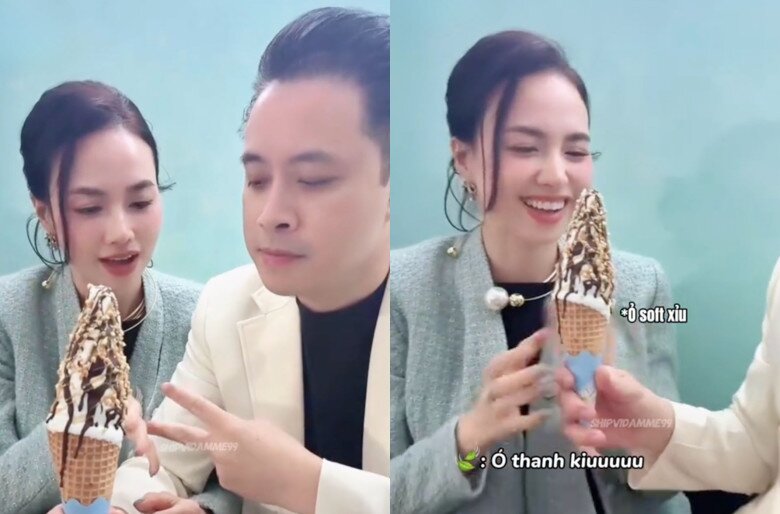 Cặp đôi tận hưởng thú vui như vợ chồng son dù đã kết hôn được 9 năm. Dù thắng trò “oẳn tù tì”, Victor Vũ vẫn nhường vợ nếm thử trước.