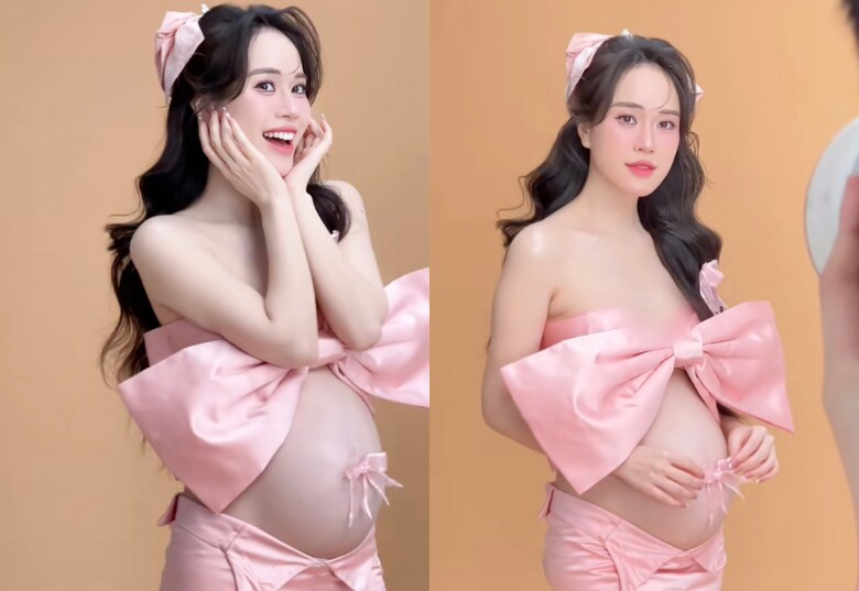 Nữ MC tranh thủ đi chụp ảnh bầu trước ngày lâm bồn.