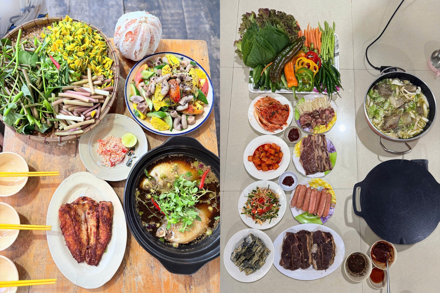 Những bữa cơm ngon được chính tay chị Giang vào bếp.
