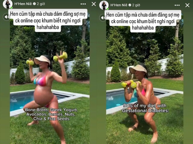 Người đẹp đang tích cực tập luyện khi mang thai.