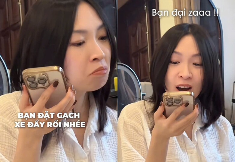 Cô được bạn tặng chiếc xe đẩy em bé giá hơn chục triệu.