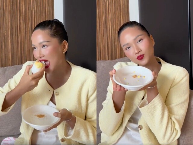 HHen Niê khoe đã ăn hết sạch 1 trứng ngỗng.