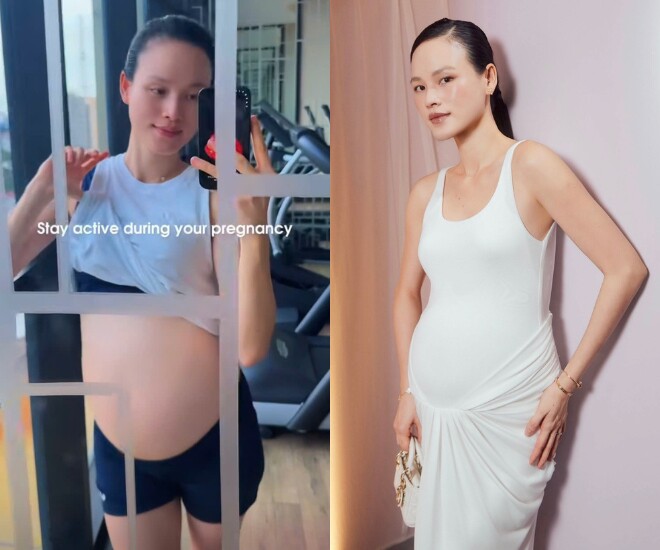 Bà bầu Tuyết Lan đẹp từ phòng tập đến thảm đỏ sự kiện.