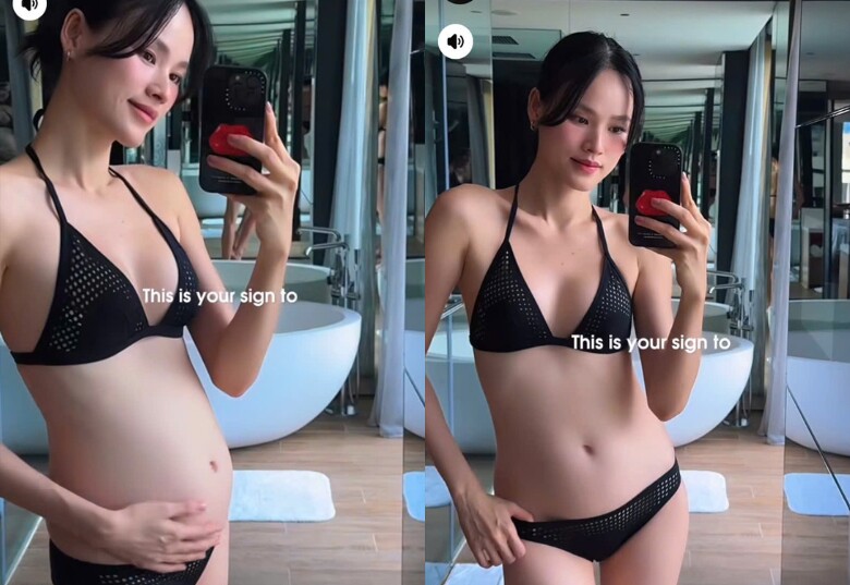 Vóc dáng thon gọn của bà bầu 9X.