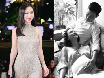 Phú bà Vbiz khoe khoảnh khắc mang bầu “tuyệt đối điện ảnh” bên chồng điển trai, U50 qua 1 lần sinh nở vẫn đẹp phát sáng