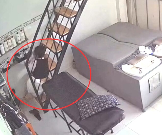 Người mẹ ngã cầu thang nhưng vẫn giữ chặt con trong tay.
