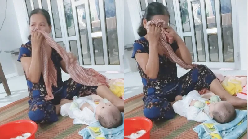 Con gái sắp hết cữ, chuẩn bị đưa cháu về nhà nội, bà ngoại bật khóc vì nhớ con, nhớ cháu.