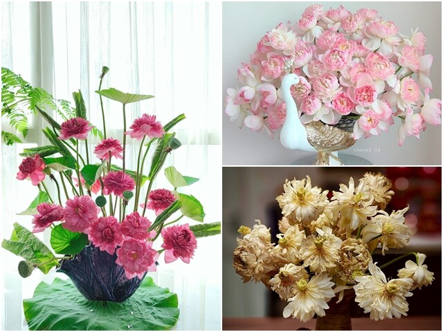Bí kíp cắm hoa sen “ngắm là mê” của mẹ đảm Hà thành, hoa đã đẹp, lá sâu và hoa tàn càng đỉnh hơn