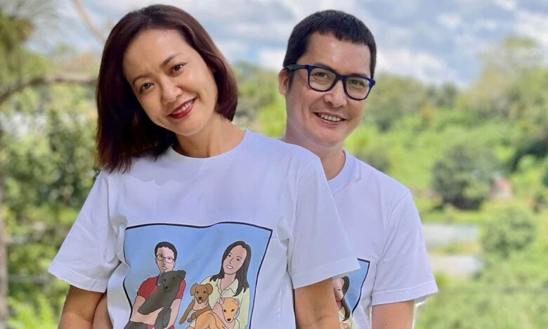 Hồng Ánh và ông xã.