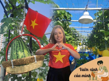 Mẹ đảm Bình Tân biến sân thượng thành vườn rau xanh mướt, cờ đỏ bay phấp phới mừng đại lễ 30/4
